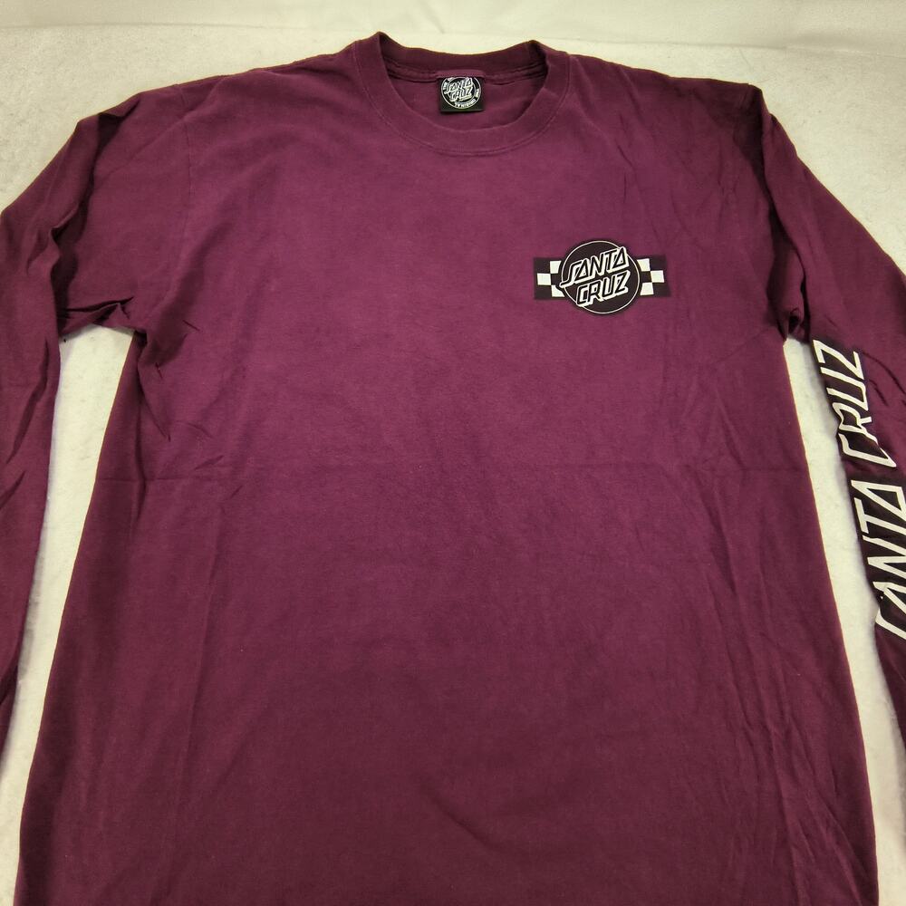 Santa Cruz Casual Crew Neck Long Sleeve Graphic Shirt Mens Size Medium M Maroon